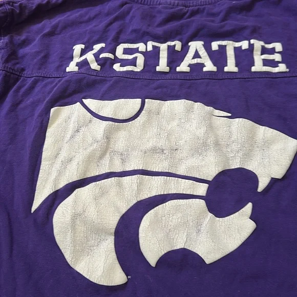 Kansas state Purple Long Sleeve Shirt with Logo -some stains - Picture 7 of 8